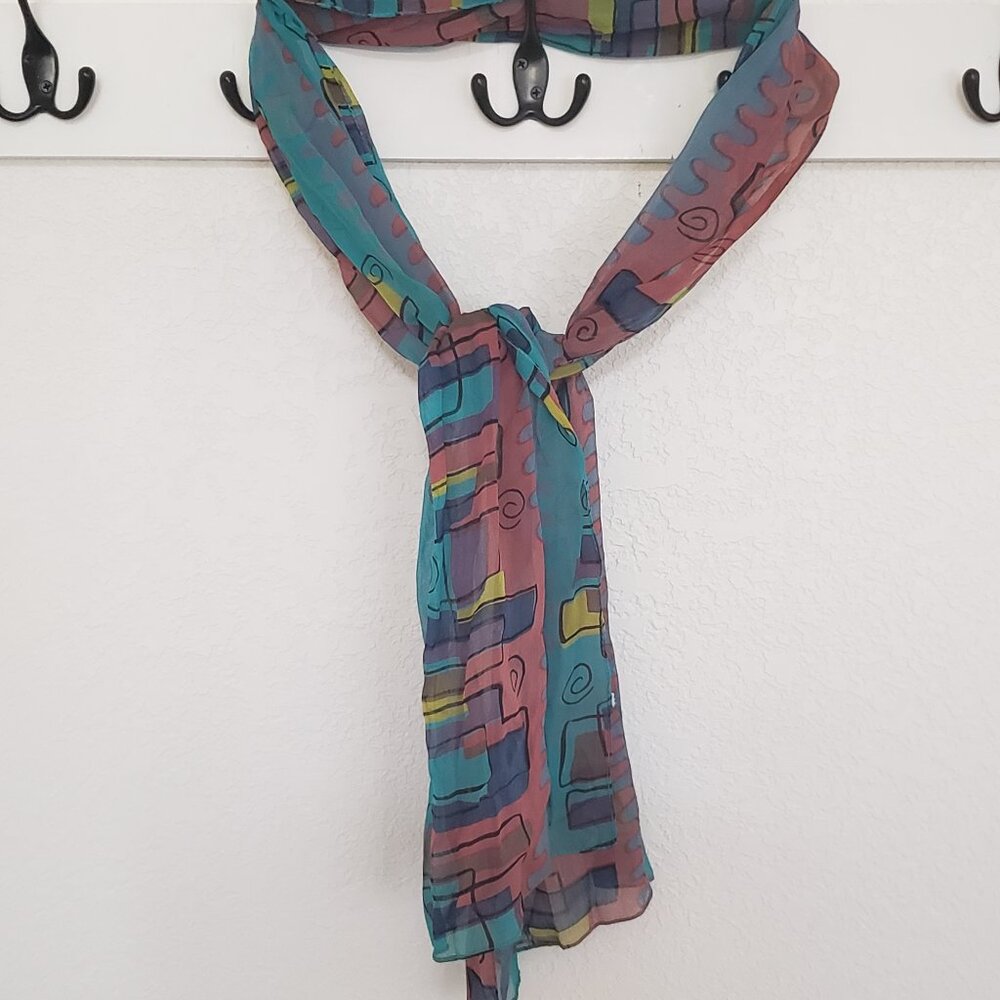 Blue Atomic Pattern scarf